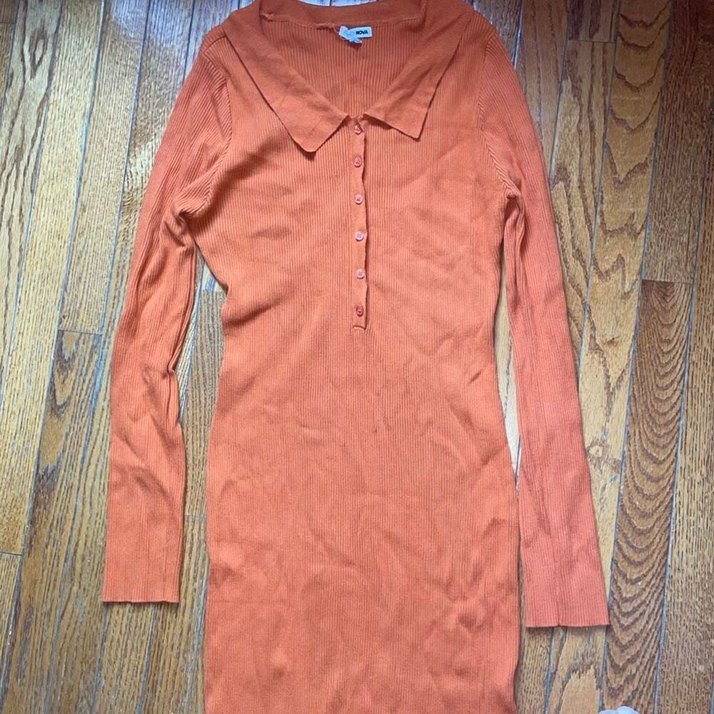 Dress Up Sweater Midi ribbed mermaid tail bodycon Dress - orange plus size 2xl - Picture 5 of 13